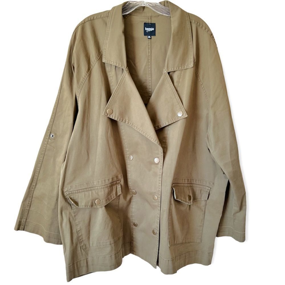 Kensie Jeans Army Green Double Breasted Utility Jacket